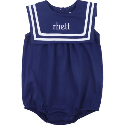Navy Knit Square Collar Bubble