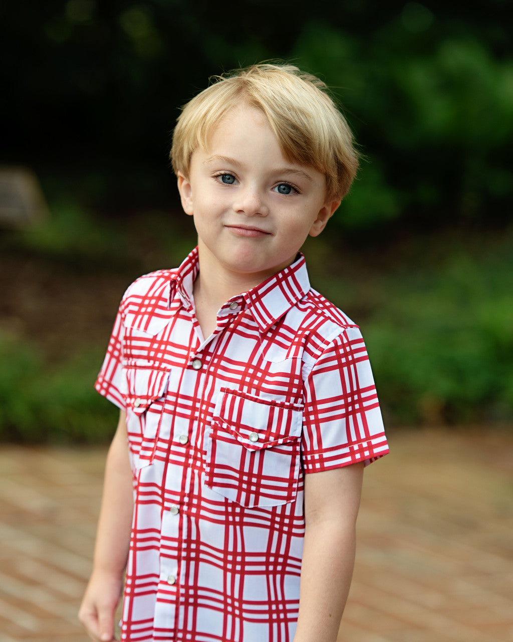 Red Plaid Pearl Snap Shirt