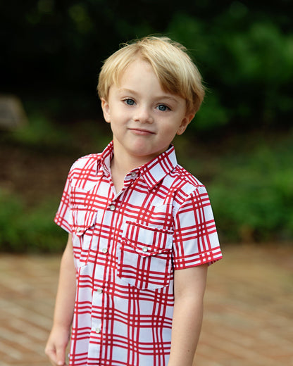Red Plaid Pearl Snap Shirt