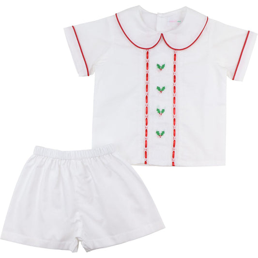 Embroidered Holly Heirloom Short Set