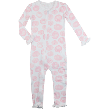 zipper pajama with pink pumpkin pattern on a white background 1